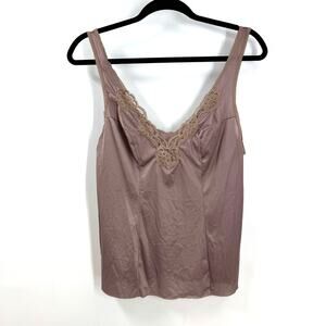 VTG Vassarette Cami Camisole Top 38 M Brown Neutral Lace Y2K Fairy Indie USA